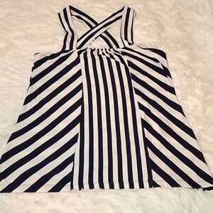BR Navy and White Striped Top S